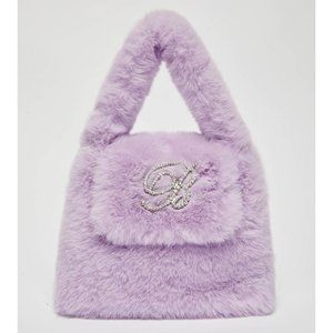 BLUMARINE B STRASS Eco Faux Fur HandBag Purse Bag MSRP $560